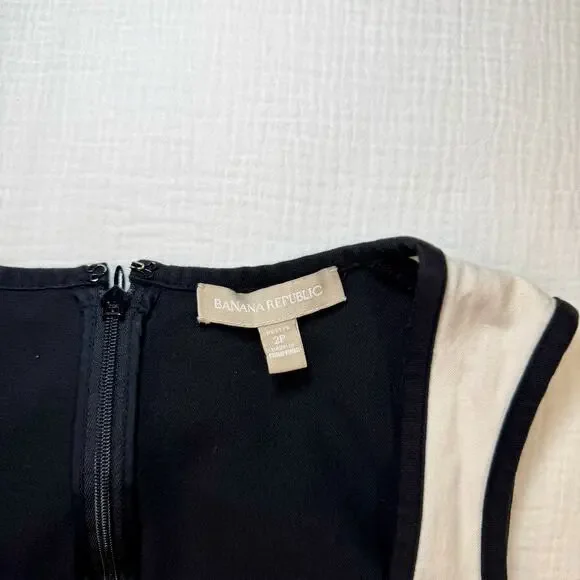 Banana Republic Sloan Colorblock Dress Black Cream Women’s 2P Petite Officewear - Picture 8 of 16